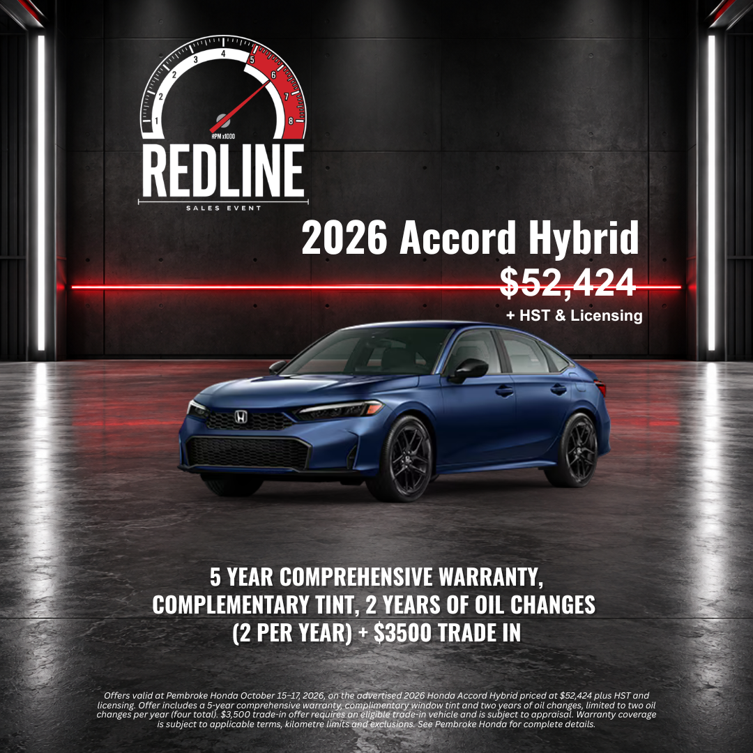 2026 Accord Hybrid Redline offer at $52,424, plus HST and licensing